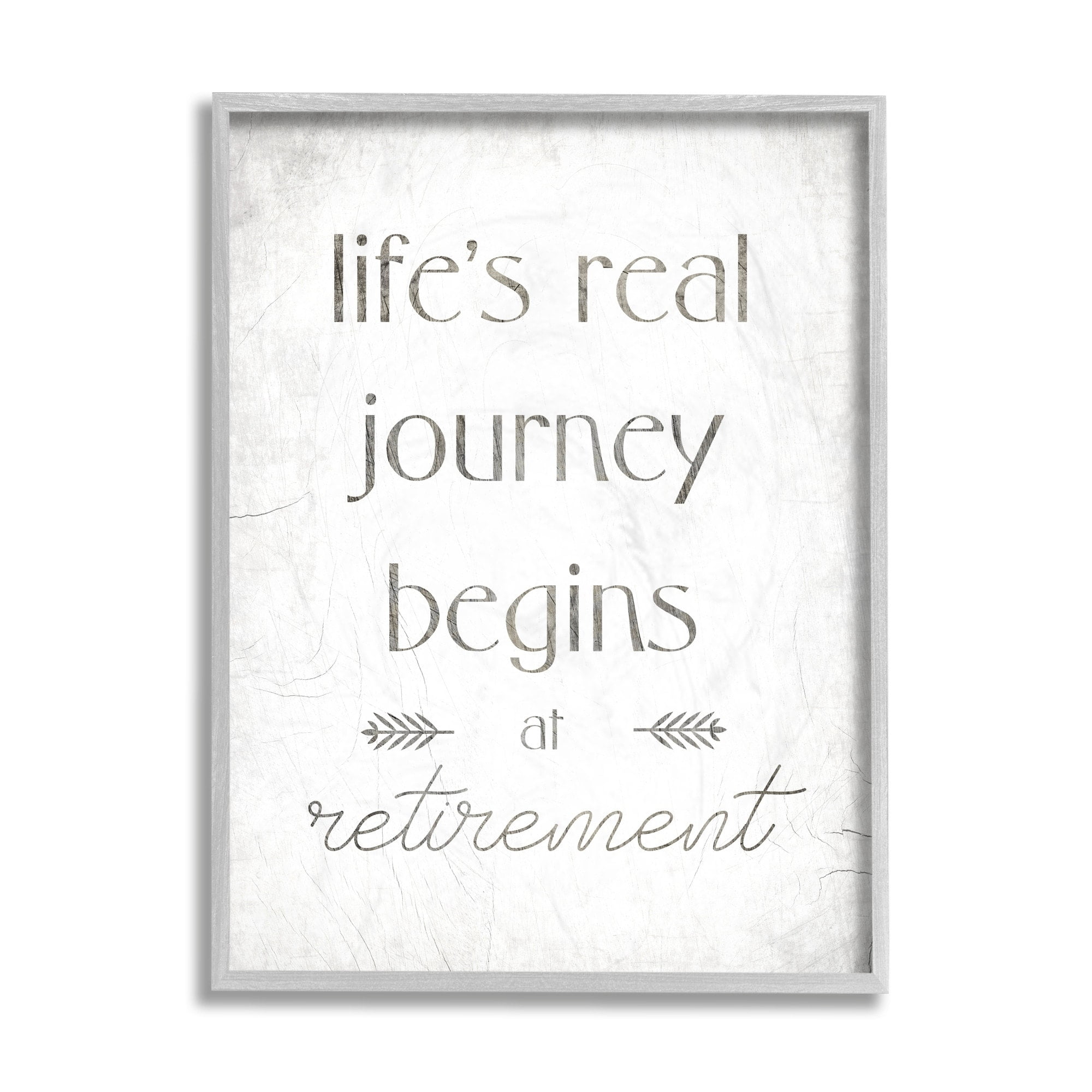 Stupell Industries Life's Journey Begins At Retirement Phrase Self-Care Quote Black Framed, 16 x 20, Design by Daphne Polselli
