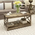 thumbnail image 2 of Contemporary 2-Tier Farmhouse Coffee Table in Rustic Wood Finish, 2 of 4