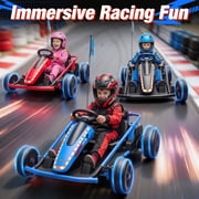 Joyracer 24V 14Ah Kids Electric Go Kart with Remote Control, 3 Speed Modes 5–10 MPH, 2 * 200W Motors, Metal Frame Ride on Toys Drift Kart for Big Kids, Music & Bluetooth, Black