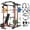 Red, variant on Mikolo Power Cage, Squat Rack with Dual Pulley Cable Crossover System, Multifunction Free Weight Home Gym Workout Machine with Attachments 230LB Plates (Red 230)