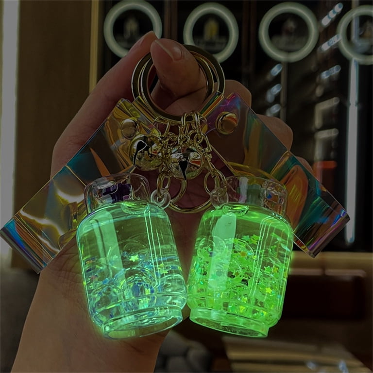 Luminous Floating Quicksand Keychain Acrylic Oil Canister Car