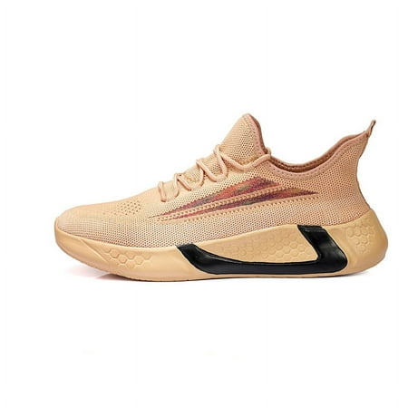 

Men s Breathable Lace Up Knit Sneakers With Assorted Colors Casual Outdoor Walking Shoes-棕色||47码