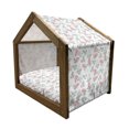 thumbnail image 2 of Floral Pet House, Rose Petals Blossoms Romantic Plants Wedding Love Watercolor Print, Outdoor & Indoor Portable Dog Kennel with Pillow and Cover, 5 Sizes, Pale Pink Turquoise, by Ambesonne, 2 of 5