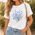 thumbnail image 4 of Jollimate Blue Watercolor Floral T-Shirt, Wildflowers Shirt, Ladies Gift Shirt, Gift For Her, 4 of 6