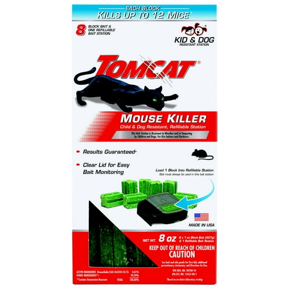 Tomcat Mouse Killer Child and Dog Resistant Refillable Station, 1 Station with 8 Baits