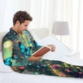 thumbnail image 6 of Fotbe Enchanted Forest Butterfly A Pattern Long Sleeve Pajama Set for Men,Sleepwear Set,2-piece Loungewear Set,Soft PJs Comfy Nightwear with Pockets-Medium, 6 of 7