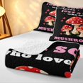 thumbnail image 4 of Homewish Kawaii Cartoon Mushrooms Quilt Full,Letter Heart Full Bedspread Sets,Black Red,Black Reversible,3pcs, 4 of 7