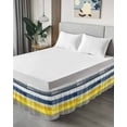 thumbnail image 4 of Abstract Stripe Bed Skirt Queen Size 18" Drop Blue Yellow Grey Gradient Abstract Retro Ruffled Wrap Around Bed Skirts Adjustable Elastic Bedskirt Dust Ruffle for Queen Size Bed, 4 of 7