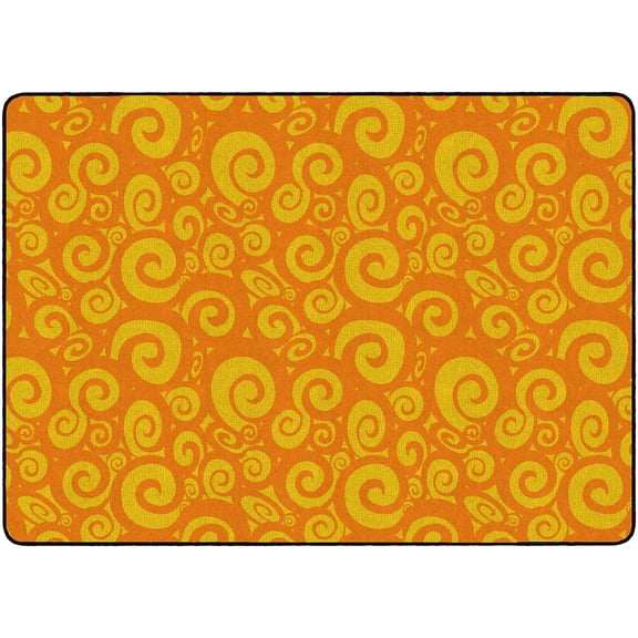 Flagship Carpets FE391-32A 6 x 8 ft. 4 Swirl Tone on Tone Rug, Orange - Rectangle