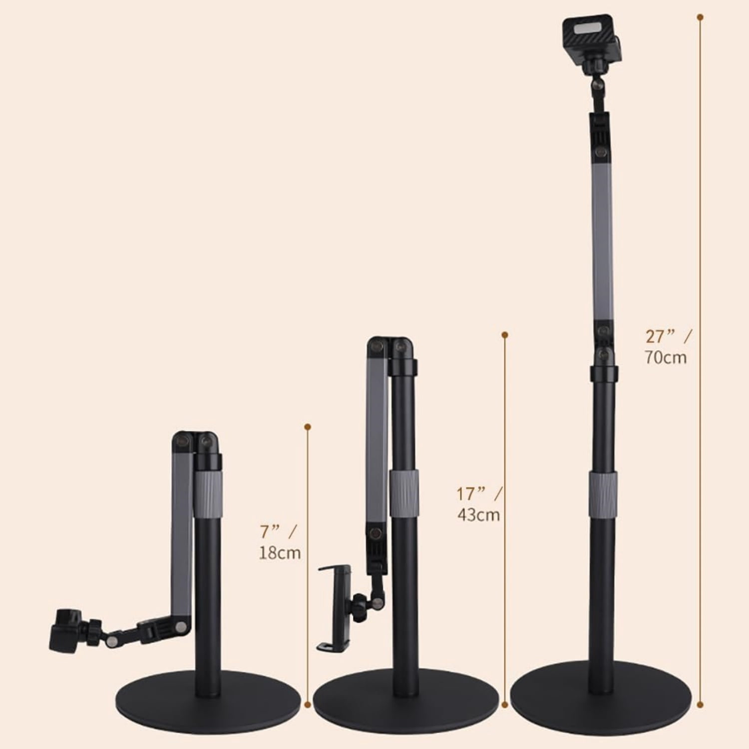 Heavy Duty Overhead Phone Stand for Desk Video Recording for Holder, with Extension Arm, 360° Swivel, for Filming, Meeting, Cooking, Painting and Crafting