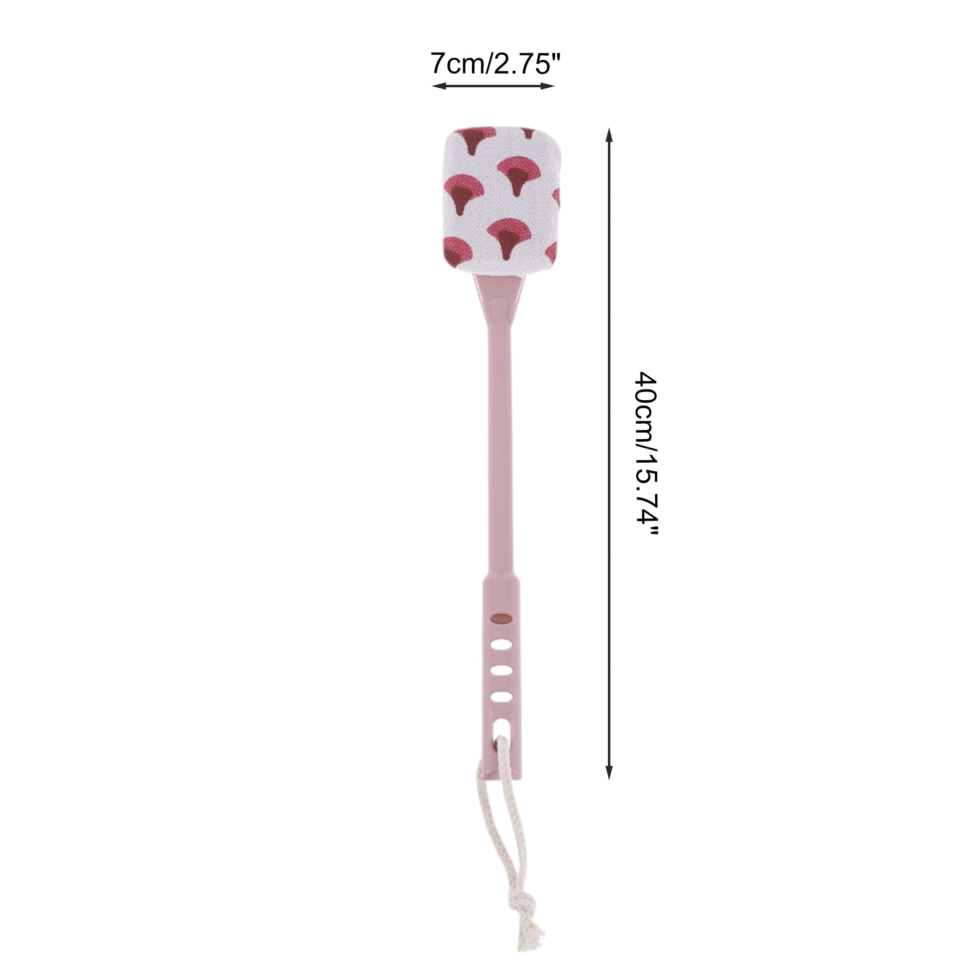 Unique Bargains Long Handle Bath Brush 15.74"x2.75"x1.18" 1 Set Pink Coarse Sand