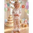 thumbnail image 4 of Cjfdfy Toddler Baby Girls Birthday Pajamas Outfits Goose Bow Cake Print Lapel Long Sleeve Lace Trim Tops And Pants Set Cute My Birthday Party Fall Winter Sleepwear 1-7Y, 4 of 9
