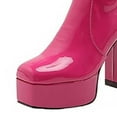 thumbnail image 4 of Wavsuf Cowgirl Boots for Girls Knee High Square Toe with High Heel Oversized Hot Pink Shoes Size 42, 4 of 5