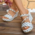 thumbnail image 2 of Wedge Sandals for Women Polka Dot Open Toe Strappy Platform Slides Heels Comfortable Non Slip Causal Summer Walking Shoes White Size 9, 2 of 7