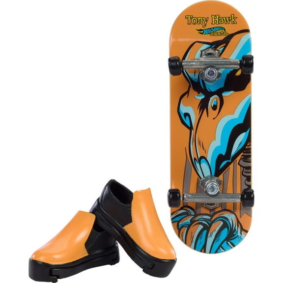 Hot Wheels Skate Neon Bones Tony Hawk Fingerboard and Removable Skate Shoes