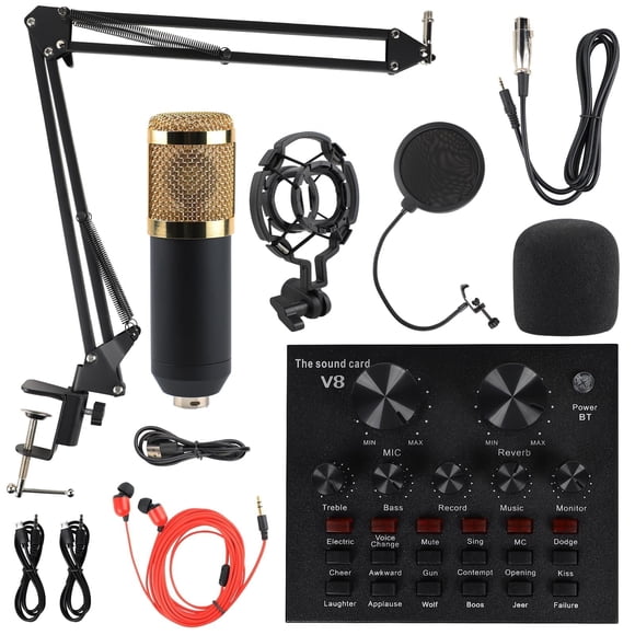 Kit de micrófono de condensador MorTime con tarjeta de sonido