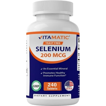 Vitamatic Yeast Free Selenium 200mcg as Selenomethionine Supplement Essential Trace Mineral with Superior Absorption 240 Tablets
