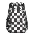 thumbnail image 2 of Black and White Checkered Pattern Backpack for School, Cute School Bag with Adjustable Shoulder Straps and Padded Back, 16.9"x12.6"x5.9", 2 of 4