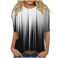 thumbnail image 2 of Sakmal Tops for Women Trendy Elbow-Length Black Graphic Crew Neck T-Shirts Womens Shirts, 2 of 5
