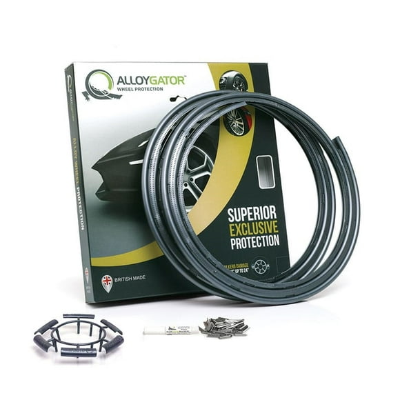 AlloyGator Wheel Protector K4GRPHEXC Exclusive Profile; For Use With 12 To 24 Inch Diameter Wheels; Graphite; Adhesive And Clip Attachment