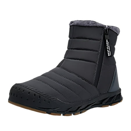 Ketyyh-chn99 Mens Snow Boots Men S Running Shoes Mens Snow Boots Waterproof Winter Boots for Men Lined Warm Ankle Boots Zipper Closure Slip on Outdoor Boot Grey 11.5