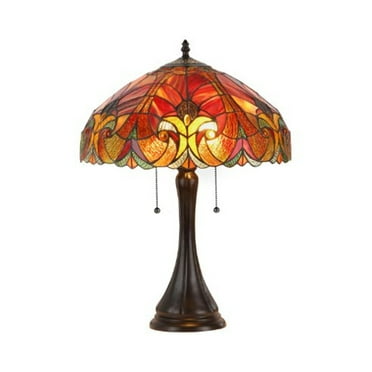 Chloe Lighting Amor Tiffany-Style 2-Light Victorian Table Lamp with 16" Shade