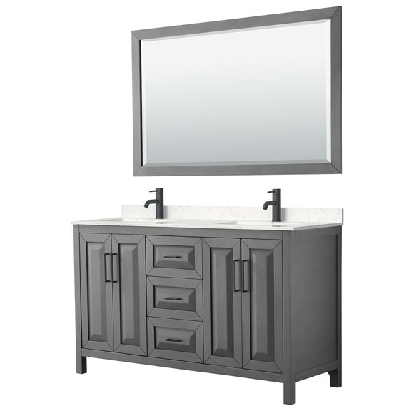 Wyndham Collection Wcv252560d-Vca-M58 Daria 60" Free Standing Double Basin Vanity Set -