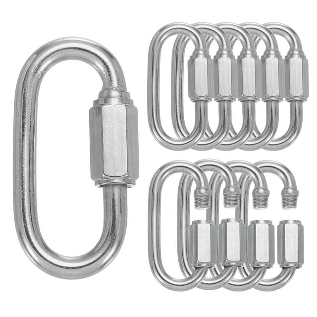 Uxcell M5 1.6" 304 Stainless Steel Quick Link Chain Connector, D Ring Chain Hooks 648 LBS Capacity 10 Pcs