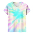 thumbnail image 5 of Mifsaly Tie-Dye Cotton T-Shirt for Women Short Sleeve Crew Neck Casual Summer Tops Colorful Print Lightweight Breathable Casual Blouse XL, 5 of 6