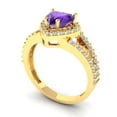 thumbnail image 2 of 1.49 ctw with Simulated Diamond Halo Accents Anniversary Ring for Women | Heart Cut Natural Amethyst | Hyperallergenic Solid 18K Yellow Gold, 2 of 5