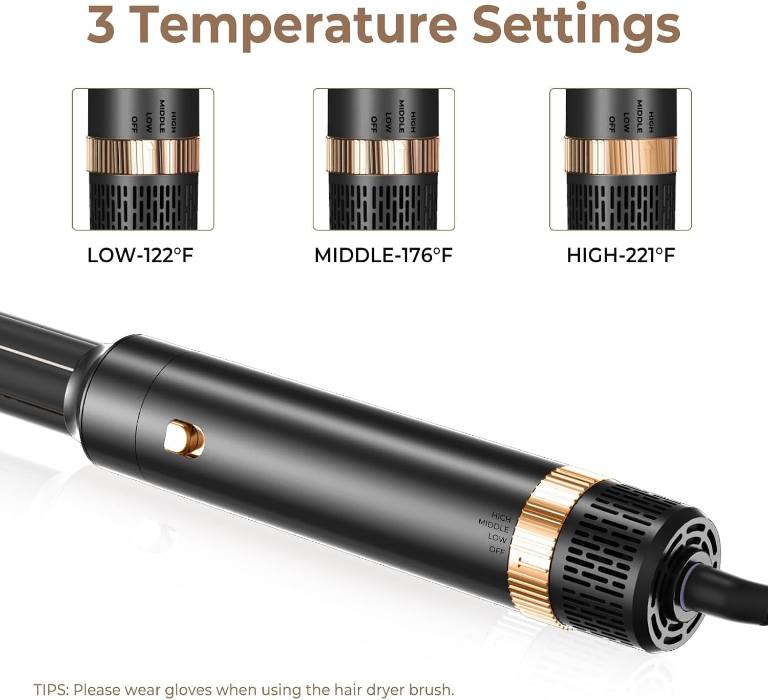 6-in-1 Professional Hot Air Styler & Hair Dryer Brush - Powerful Air Curling Wrap Styler with Negative Ionic Technology for All Hair Types