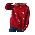 thumbnail image 3 of Liacowi Women Juniors Knitted Christmas Sweater Long Sleeve Socks Print Pullover Retro Jumpers Tops Fall Loose Knitwear for Teen, 3 of 9