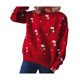 thumbnail image 3 of TRKIYQC Tops de punto de Navidad para mujer, calcetines de manga larga con cuello redondo, suéter informal suelto estampado TRKIYQC moda, 3 of 9