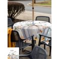 thumbnail image 4 of Outdoor Tablecloth with Umbrella Hole and Zipper, White Pumpkin Fall Square Table Cloth 60x60 Inch Waterproof Tablecloth, Green Leaves Thanksgiving Botanical Bird Picnic Table Cover for Patio Camping, 4 of 7