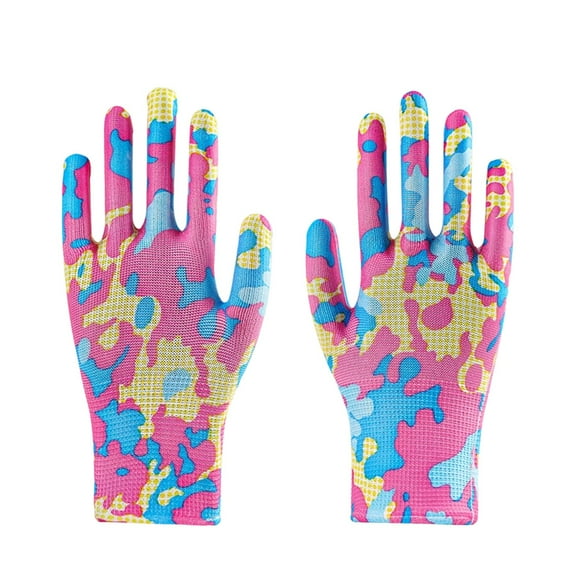 Guantes de jardinería transpirables con revestimiento de goma para mujer | Resistentes a la abrasión y antiarañazos | Guantes multiusos para exteriores | 1 par