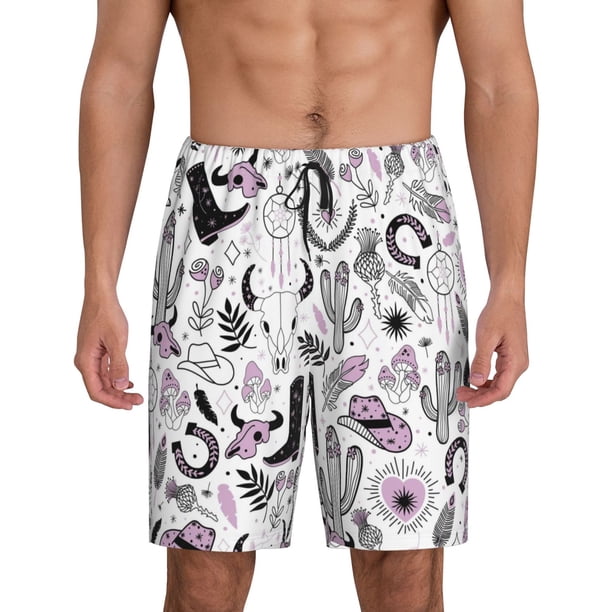 Balery Cowboy Pantalones cortos de pijama de punto de algodón para hombre con cinturilla y bolsillos-3X-Large