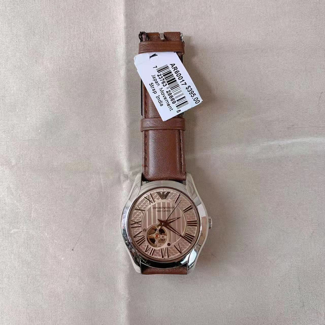 Emporio Armani Automatic Brown Dial Brown Leather Men s Watch