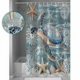 thumbnail image 3 of Teal Coastal Turtle Shower Curtains for Bathroom Waterproof Fabric Bath Curtains Decor Bath Tub Curtain Nautical Ocean Starfish Coral Decorative Shower Curtain Sets with 12 Hooks, 72x72 Inch, 3 of 6