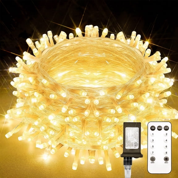 LANDLIT Christmas 200 LED String Lights, 66FT String Lights with 8 Lighting Modes, Waterproof Connectable Fairy Twinkle Light Clear Wire for Home Wedding Tree Yard, Warm‑White
