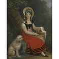 thumbnail image 2 of Swiss School 15x18 Gold Ornate Wood Frame and Double Matted Museum Art Print Titled - Portrait of a Young Lady&nbsp;With Her Dog Jean Seated Under a Tree, 2 of 4