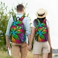 thumbnail image 5 of Honeii Multicolored Beautiful Flower Print Canvas College Laptop Backpack, Durable Rucksack Travel Notebook Bag School Backpack Book Bag for Men Women-Medium, 5 of 7