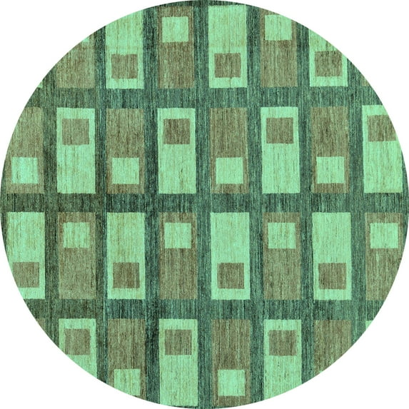 Ahgly Company Indoor Round Abstract Turquoise Blue Modern Area Rugs, 6' Round