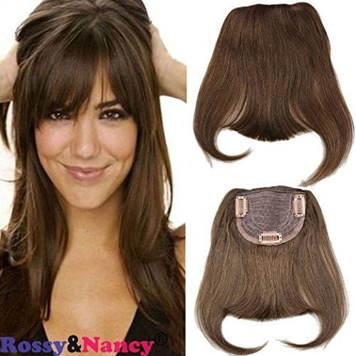 Rossy&Nancy #4 Brazilian Human Hair Clip-in Front Hair Bang Hairpiece Full Fringe Short Straight Hair Fake Bangs Extension for Women 6-8inch - Rossy&Nancy #4 Brazilian Human Hair Clip-in Front Hair Bang Hairpiece Full Fringe Short Straight Hair Fake Bangs Extension for Women 6-8inch -