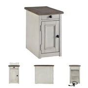 Signature Design by Ashley Casual Bolanburg Chairside End Table with USB Ports & Outlets Two-tone