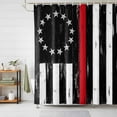 thumbnail image 6 of Bathroom Shower Curtain American Flag Independence Day Waterproof Shower Curtains with Hooks, Retro Ref Black Stripes Bath Curtains Bathtub Curtain Home Decor 72x84in, 6 of 9