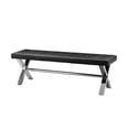 thumbnail image 2 of Benjara 55" Bench- Tufted Cushioned Seat- Smooth Black Faux Leather Upholstery, 2 of 6