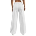 thumbnail image 6 of ZHYou No Boundarie Womens Waist Wide Sweatpants Elastic High Leg Loose Baggy Fit Casual Lounge Pants with Side Pockets,White,Size 2XL, 6 of 6