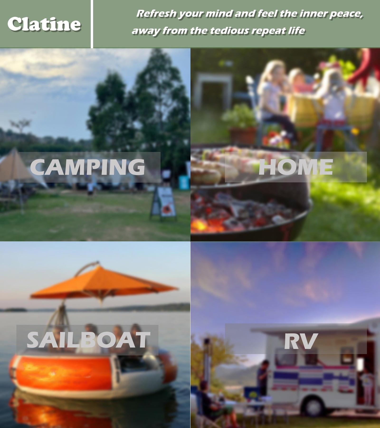 Camp Utensil Set Kitchen Cooking BBQ Grill Tool Kit with Organizer Bag, Clatine 12-Piece Travel Kitchen Grill Accessories Portable Compact Gear Cookware Kit for Camping RV Sailboat Backyard BBQ