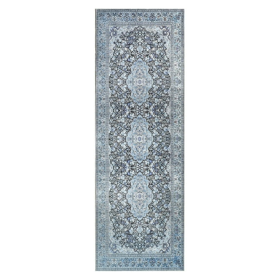 BNM Floral Medallion Indoor Area Rug, 2'6" x 7'6", Azure