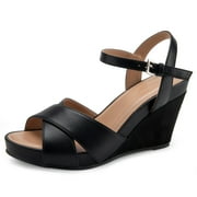 Aerosoles Women's Pastel Wedge Sandal Black Combo, 9.5 Wide